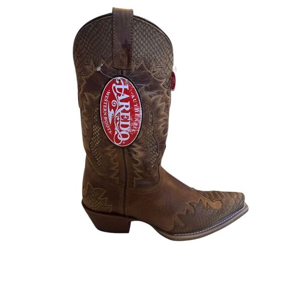 Laredo Men's Lexington Brown Python Print Western Boots Size 9 EW - Picture 2 of 10